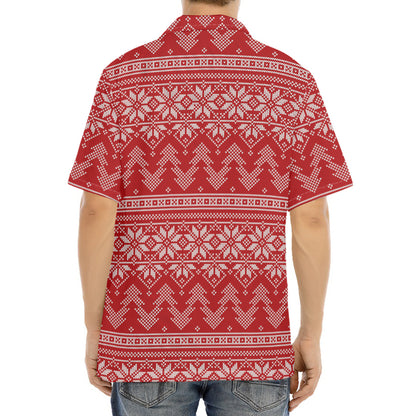 Christmas Festive Knitted Pattern Print Aloha Shirt