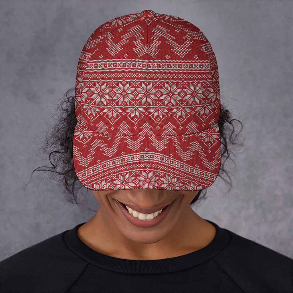 Christmas Festive Knitted Pattern Print Baseball Cap