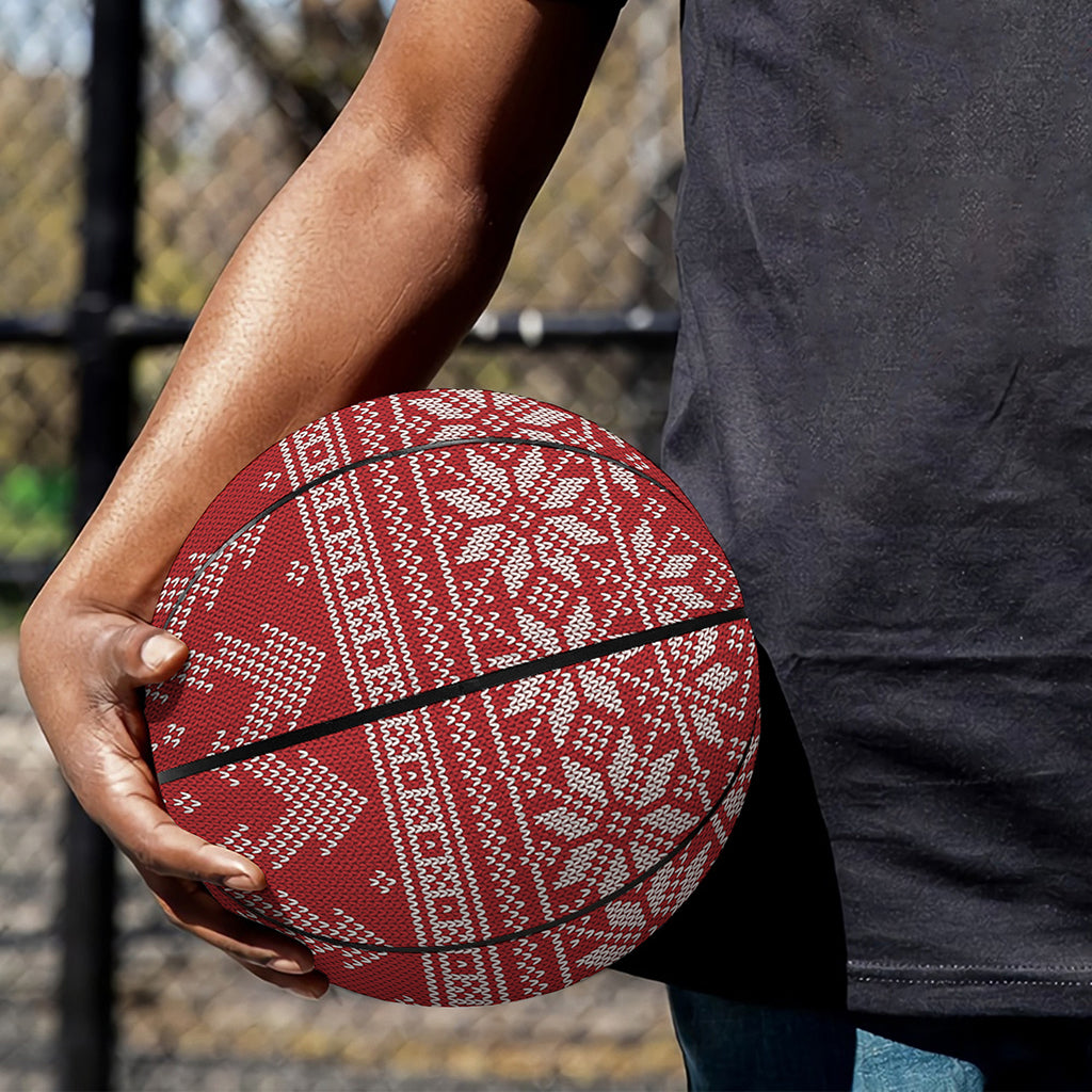 Christmas Festive Knitted Pattern Print Basketball