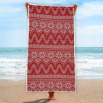 Christmas Festive Knitted Pattern Print Beach Towel