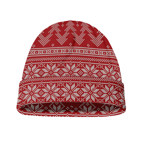Christmas Festive Knitted Pattern Print Beanie