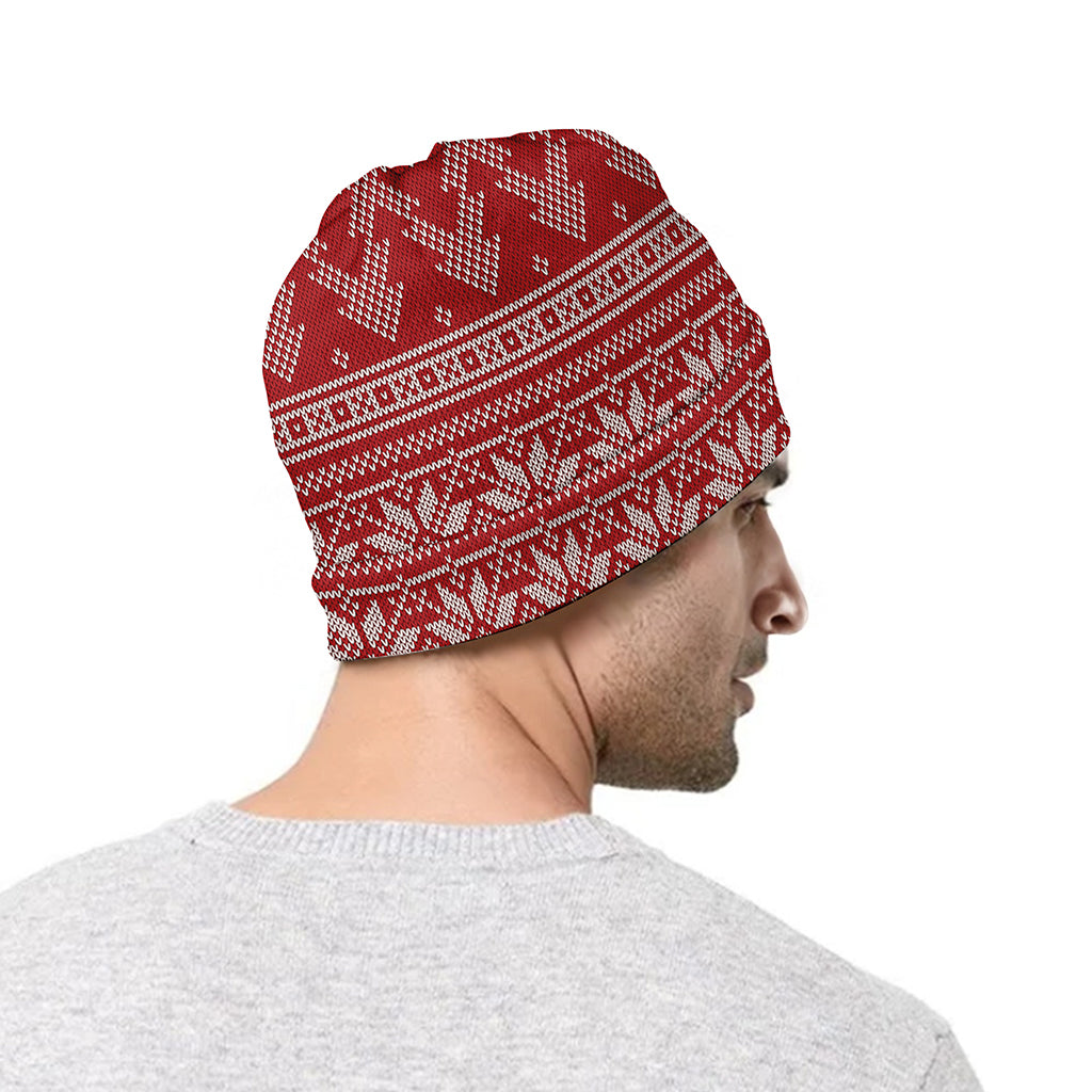 Christmas Festive Knitted Pattern Print Beanie