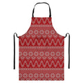 Christmas Festive Knitted Pattern Print Bib Apron With Pocket