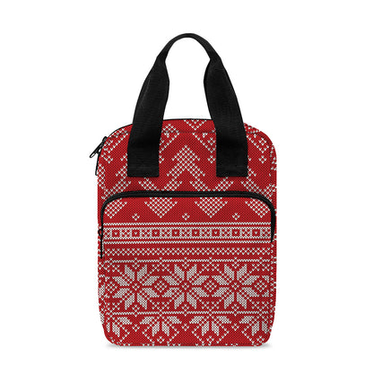 Christmas Festive Knitted Pattern Print Bible Tote Bag