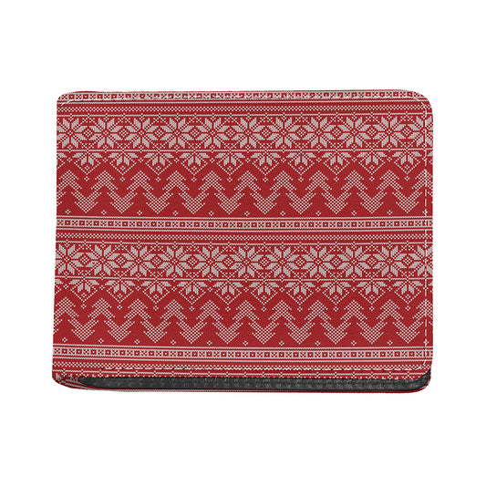 Christmas Festive Knitted Pattern Print Bifold Wallet