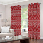 Christmas Festive Knitted Pattern Print Blackout Grommet Curtains