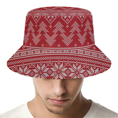 Christmas Festive Knitted Pattern Print Bucket Hat