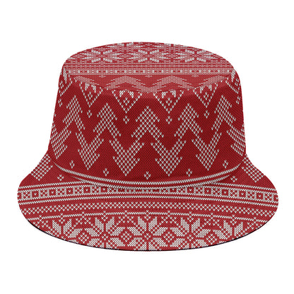 Christmas Festive Knitted Pattern Print Bucket Hat