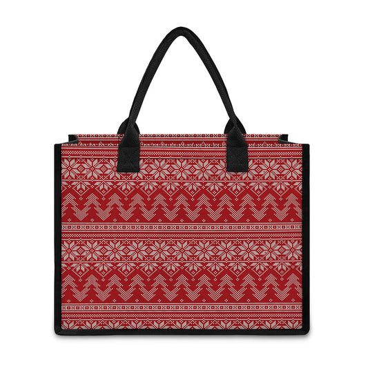 Christmas Festive Knitted Pattern Print Canvas Tote Bag