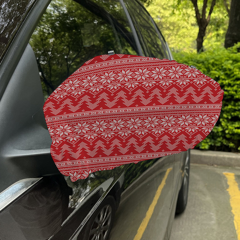 Christmas Festive Knitted Pattern Print Car Side Mirror Covers