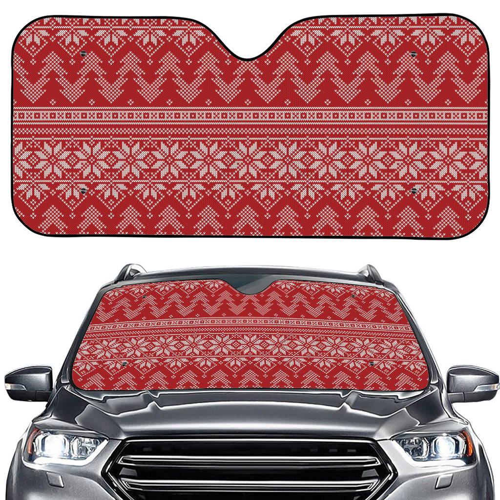 Christmas Festive Knitted Pattern Print Car Windshield Sun Shade