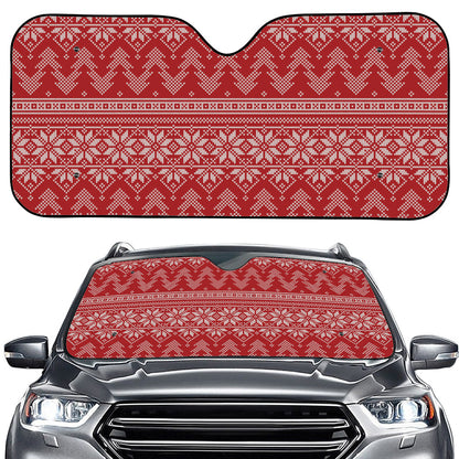 Christmas Festive Knitted Pattern Print Car Windshield Sun Shade