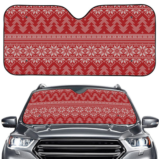 Christmas Festive Knitted Pattern Print Car Windshield Sun Shade