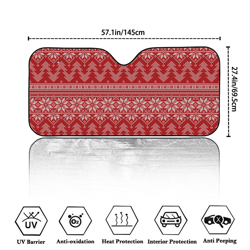 Christmas Festive Knitted Pattern Print Car Windshield Sun Shade