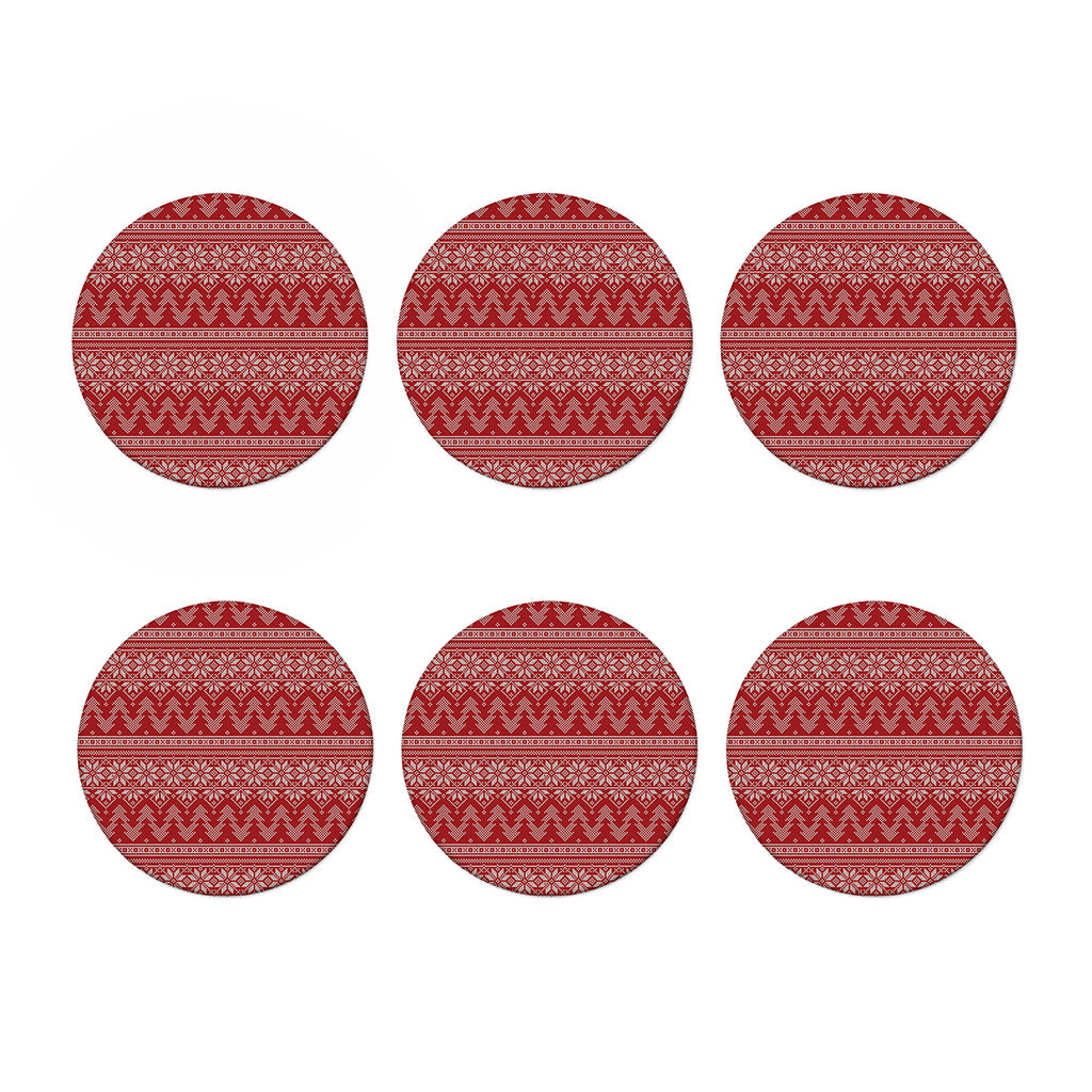 Christmas Festive Knitted Pattern Print Coaster Set