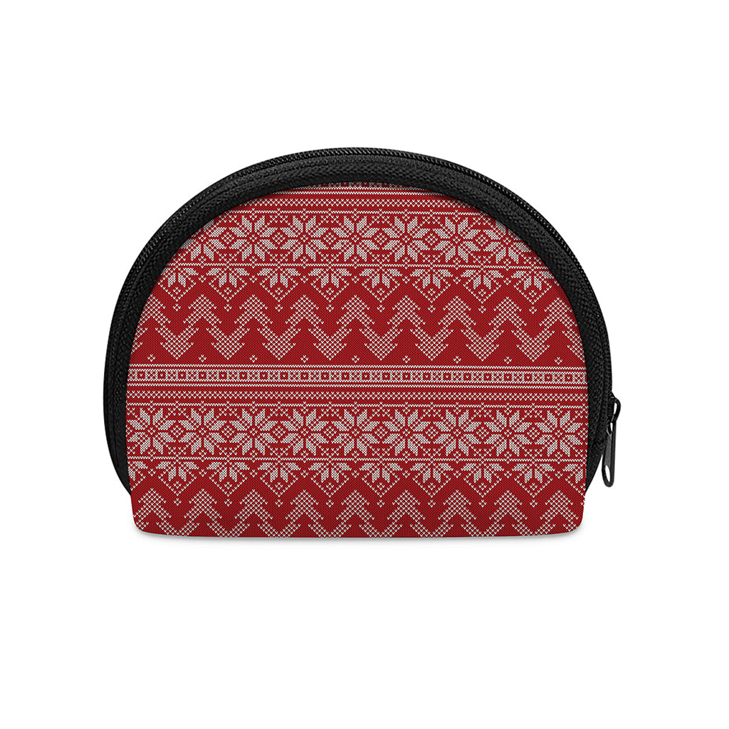 Christmas Festive Knitted Pattern Print Coin Purse
