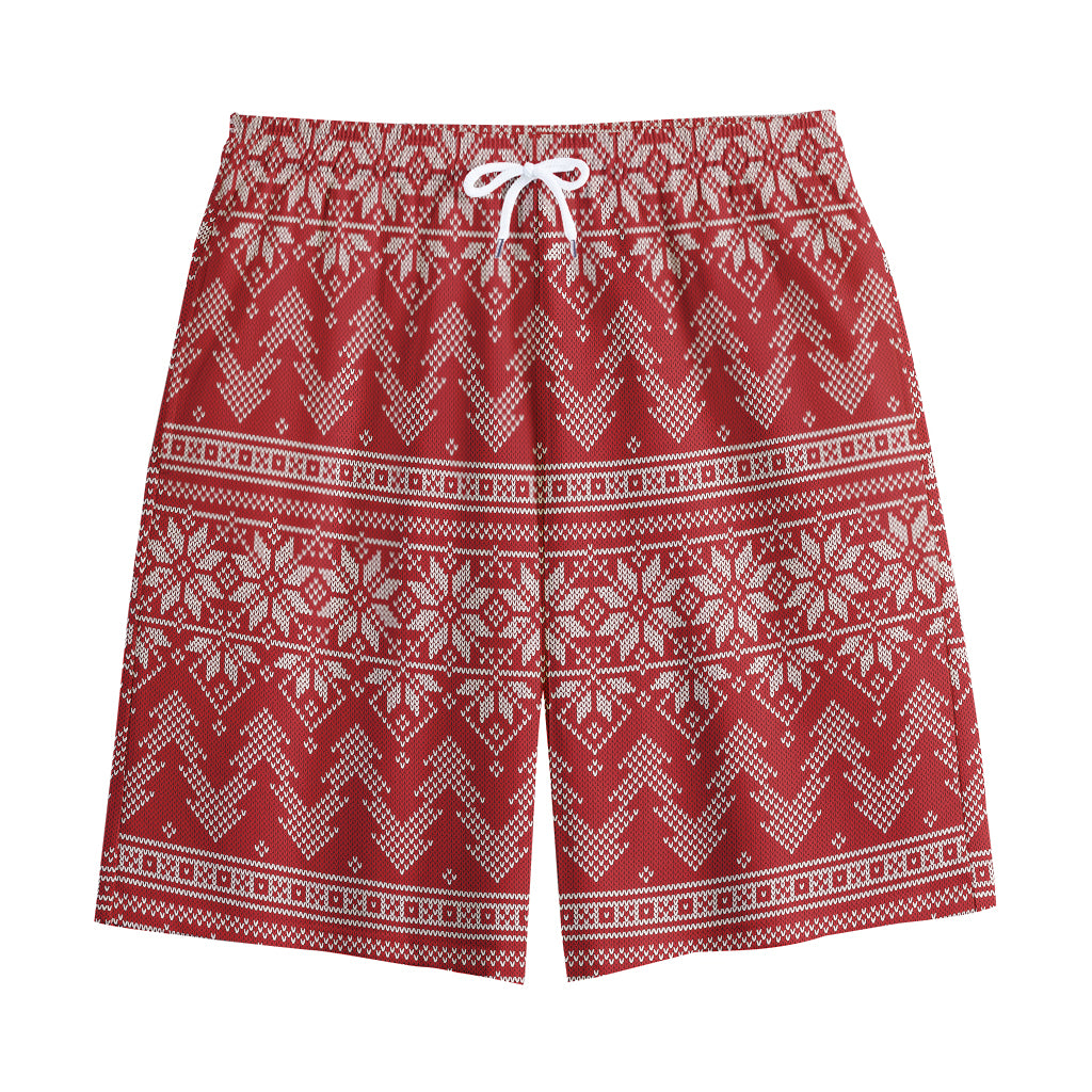 Christmas Festive Knitted Pattern Print Cotton Shorts
