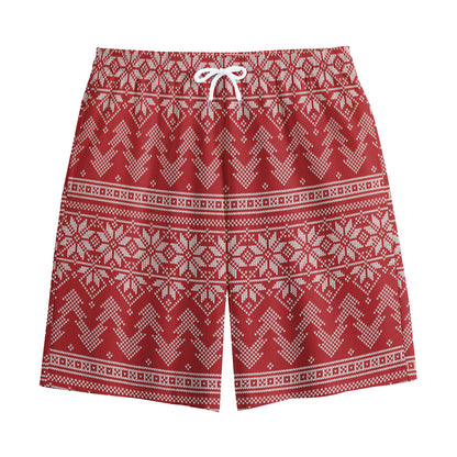Christmas Festive Knitted Pattern Print Cotton Shorts