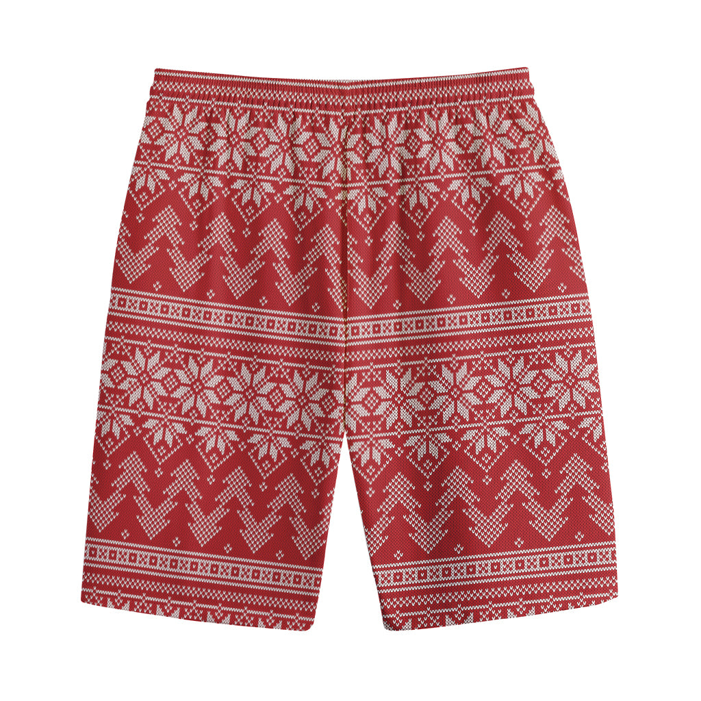 Christmas Festive Knitted Pattern Print Cotton Shorts
