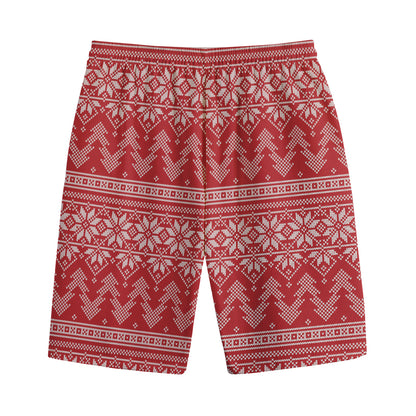 Christmas Festive Knitted Pattern Print Cotton Shorts