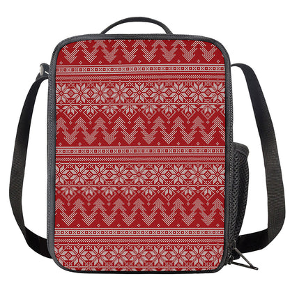 Christmas Festive Knitted Pattern Print Crossbody Lunch Bag