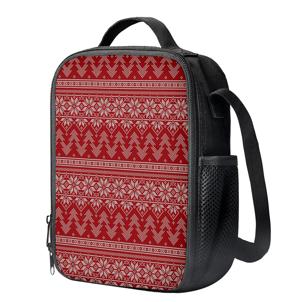 Christmas Festive Knitted Pattern Print Crossbody Lunch Bag