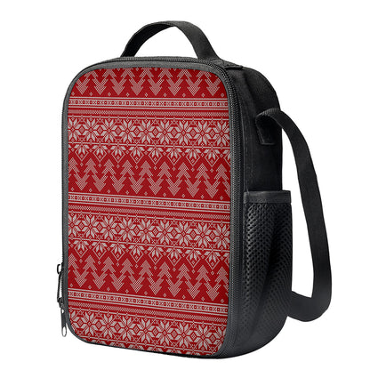 Christmas Festive Knitted Pattern Print Crossbody Lunch Bag