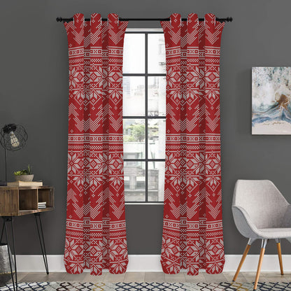 Christmas Festive Knitted Pattern Print Curtain