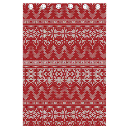 Christmas Festive Knitted Pattern Print Curtain
