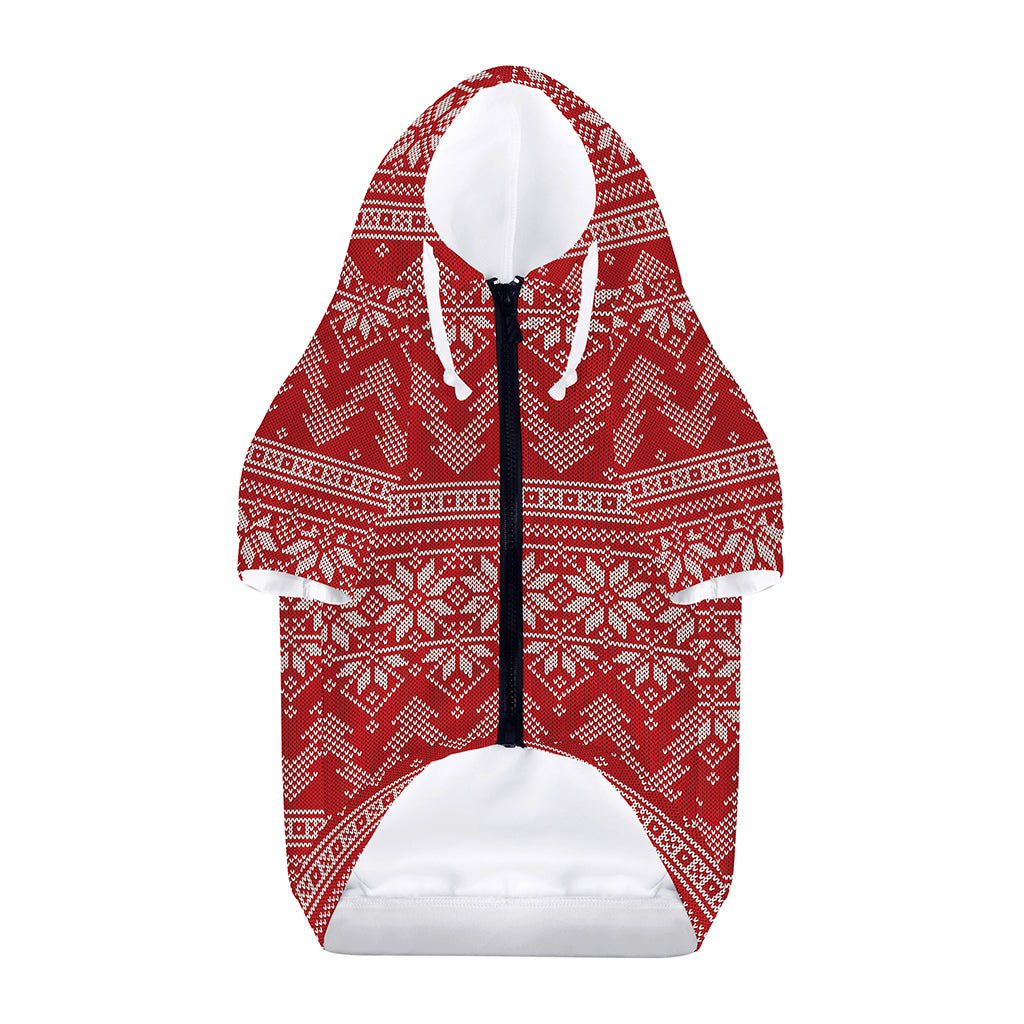 Christmas Festive Knitted Pattern Print Dog Zip Up Hoodie