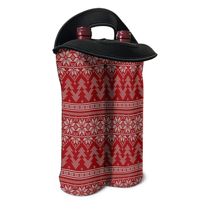 Christmas Festive Knitted Pattern Print Double Neoprene Wine Tote