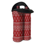 Christmas Festive Knitted Pattern Print Double Neoprene Wine Tote