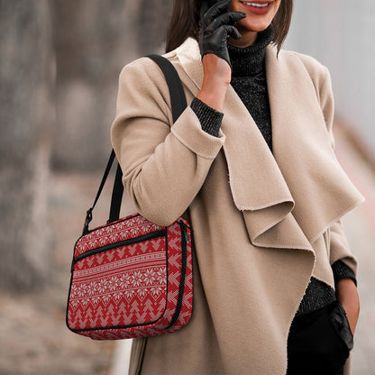 Christmas Festive Knitted Pattern Print Double Strap Bible Bag