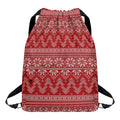 Christmas Festive Knitted Pattern Print Drawstring Backpack