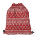 Christmas Festive Knitted Pattern Print Drawstring Bag