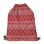 Christmas Festive Knitted Pattern Print Drawstring Bag