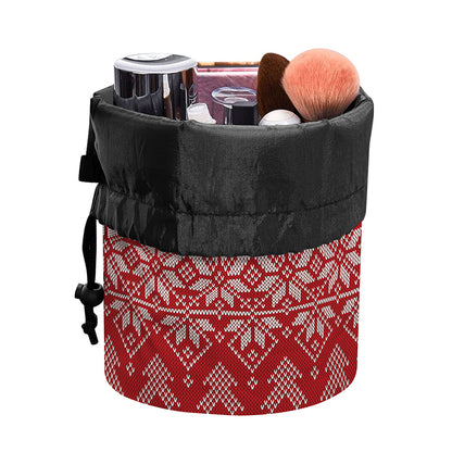 Christmas Festive Knitted Pattern Print Drawstring Makeup Bag