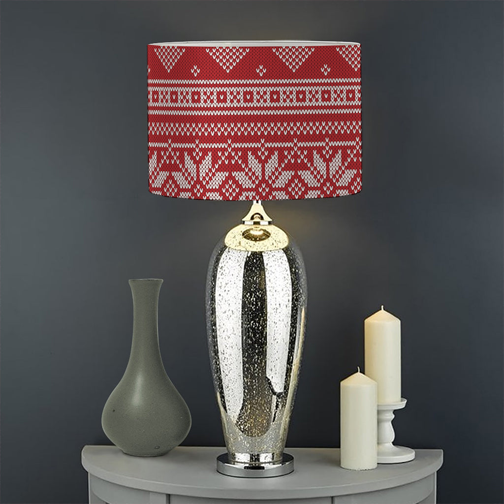 Christmas Festive Knitted Pattern Print Drum Lamp Shade