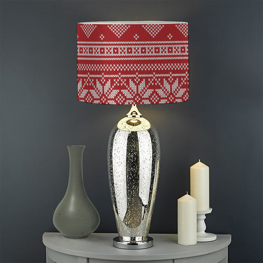 Christmas Festive Knitted Pattern Print Drum Lamp Shade