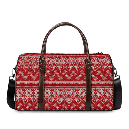 Christmas Festive Knitted Pattern Print Duffle Bag