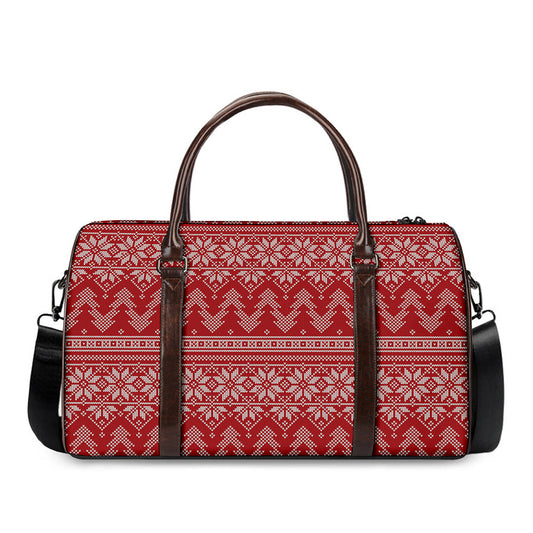 Christmas Festive Knitted Pattern Print Duffle Bag