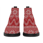 Christmas Festive Knitted Pattern Print Flat Ankle Boots