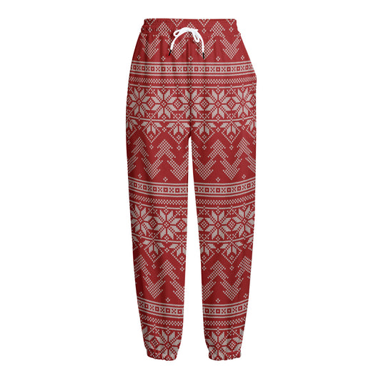 Christmas Festive Knitted Pattern Print Fleece Lined Knit Pants