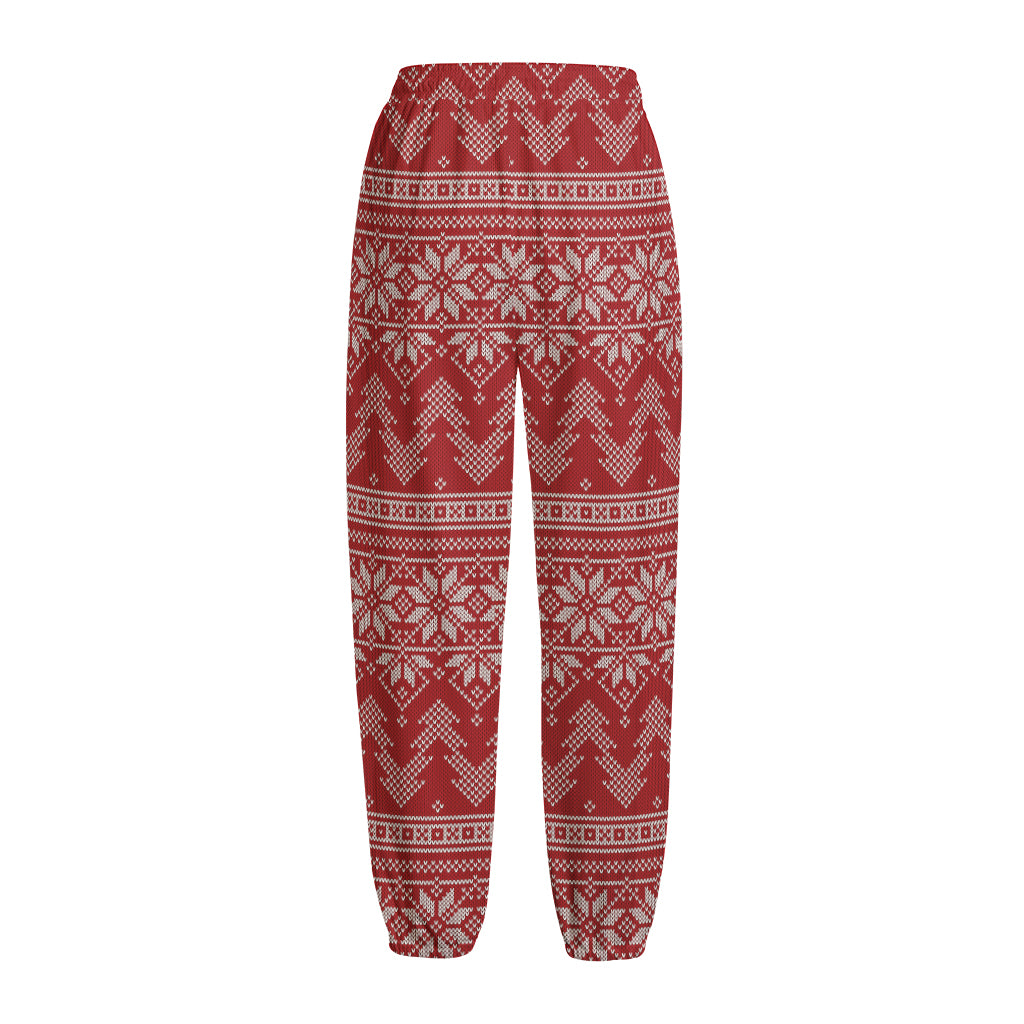 Christmas Festive Knitted Pattern Print Fleece Lined Knit Pants