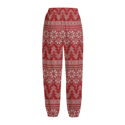 Christmas Festive Knitted Pattern Print Fleece Lined Knit Pants