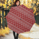 Christmas Festive Knitted Pattern Print Foldable Umbrella