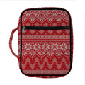 Christmas Festive Knitted Pattern Print Front Pocket Bible Bag