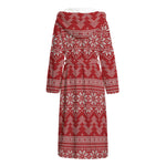 Christmas Festive Knitted Pattern Print Hooded Bathrobe