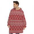 Christmas Festive Knitted Pattern Print Hoodie Blanket