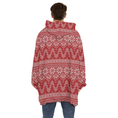 Christmas Festive Knitted Pattern Print Hoodie Blanket